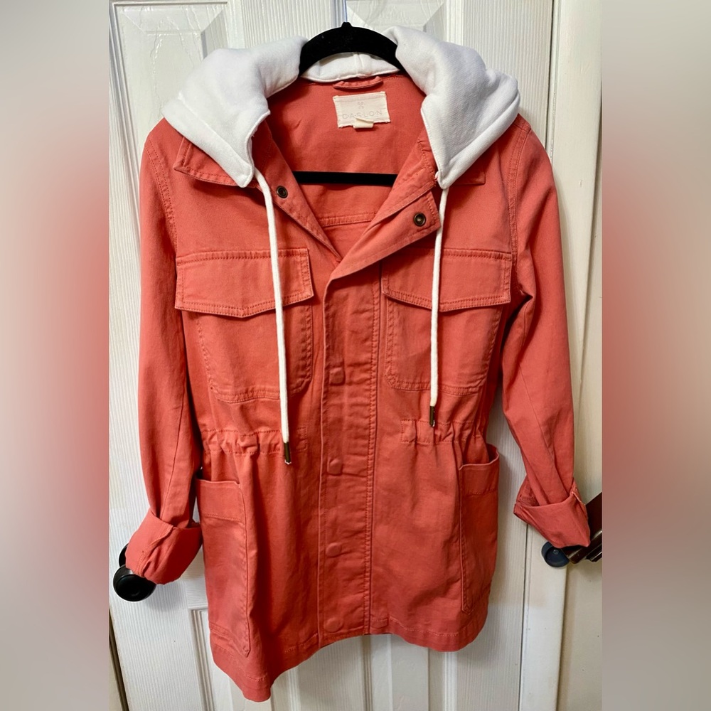 Caslon Hooded Utility Jacket, Pumpkin, Small